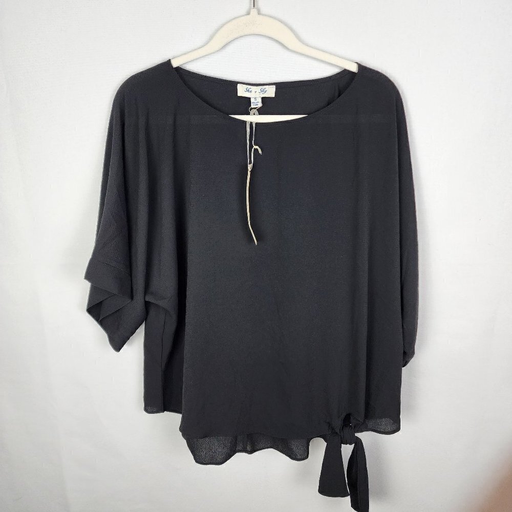 NWT She & Sky Flowy Tie Front Blouse S